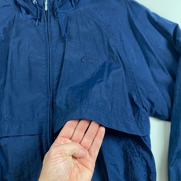 Vintage 90s Nike Full Zip Windbreaker Jacket Women’s Medium 10-12 Blue Nylon - Picture 7 of 16